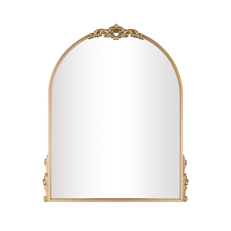 Vignale Vintage Metal Arched Wall Mirror, Gold, 26" x 20"