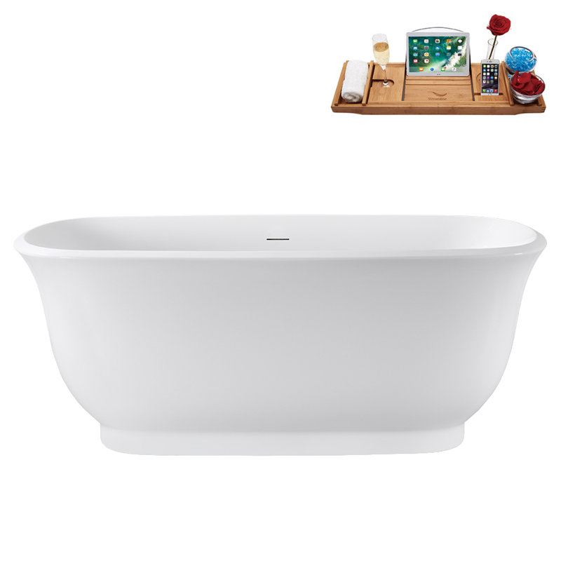 Baignoire autoportante 59 po avec plateau interne 59 po Streamline, Noir mat