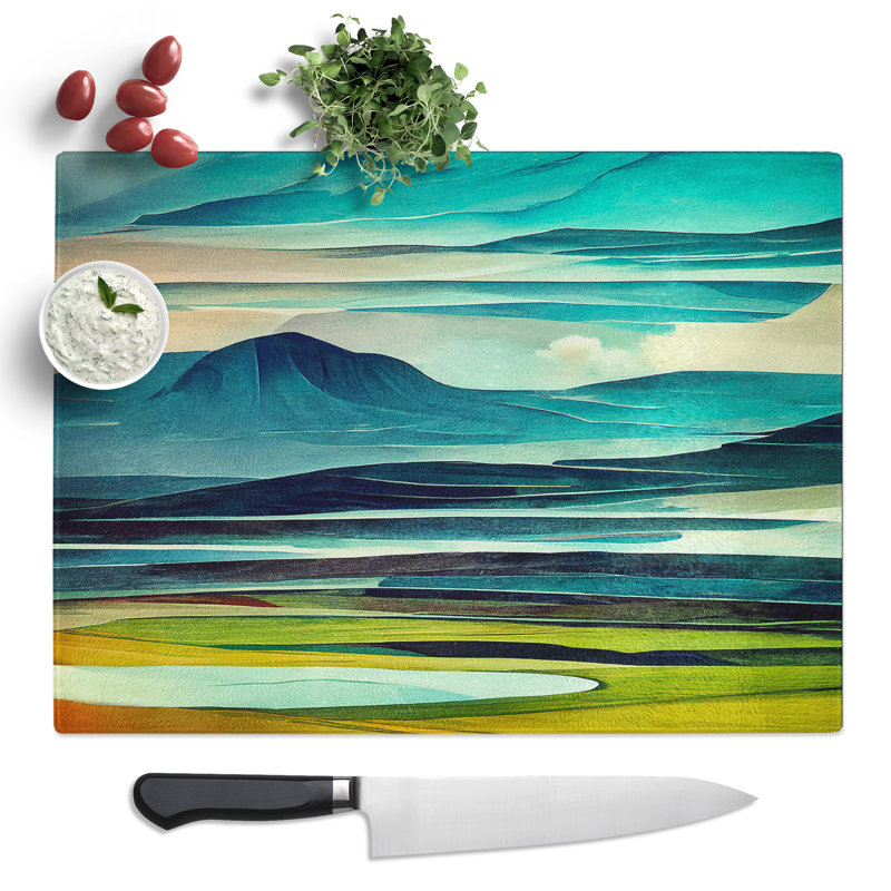 Abstract Mountain Landscape No.4  Glass Chopping Board