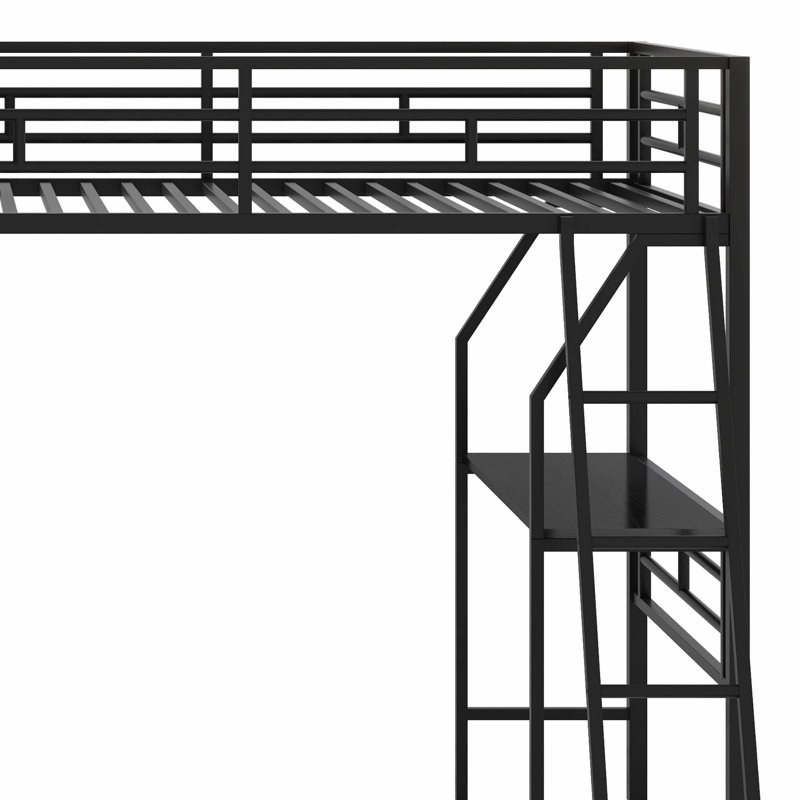 Lit superposé en métal avec lit mezzanine attaché et bureau