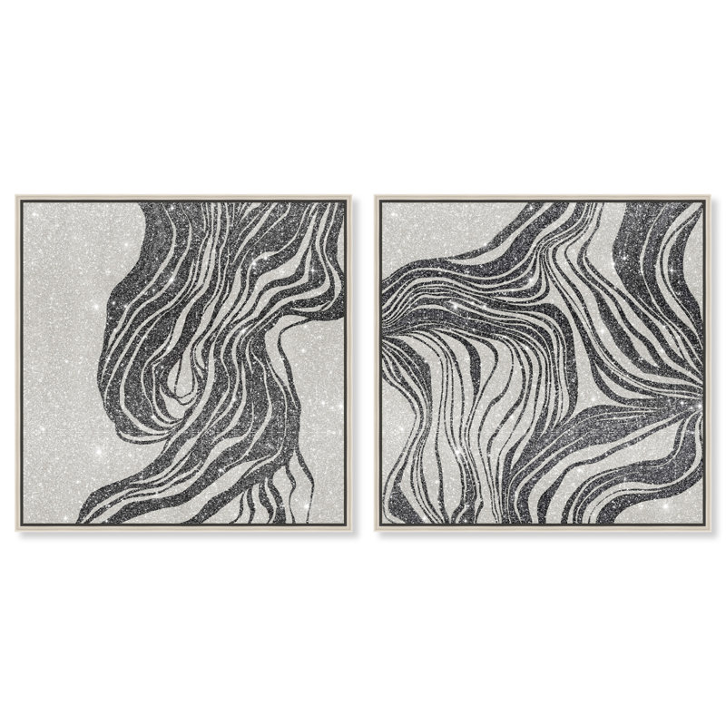 Emotional Set Canvas Abstract Print by Oliver Gal, Black Frame, 12 x 12, 17"H x 17"W, Silver Floater Frame