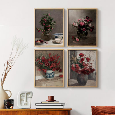 Vintage Floral Print CCLVI  Framed Print - Set of 4