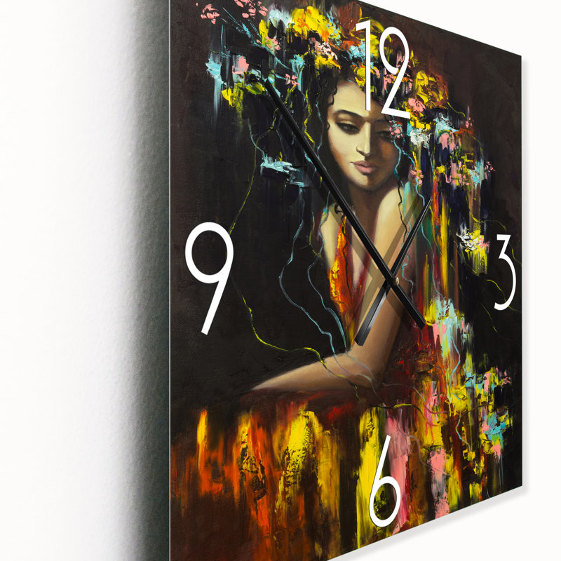 Horloge murale moderne Portrait d'une jeune femme, Très grand