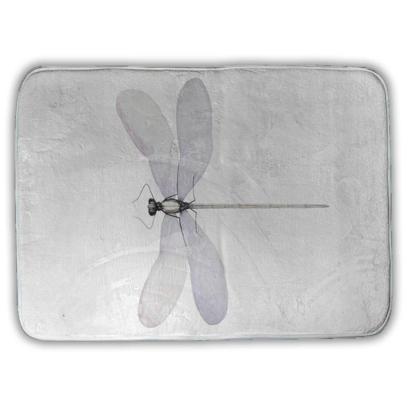 Delicate dragonfly Bath Mat with Non-Slip Backing - Quick Dry Memory Foam Bathroom Rug - Absorbent - Modern Plush Spa-Style - Machine Washable