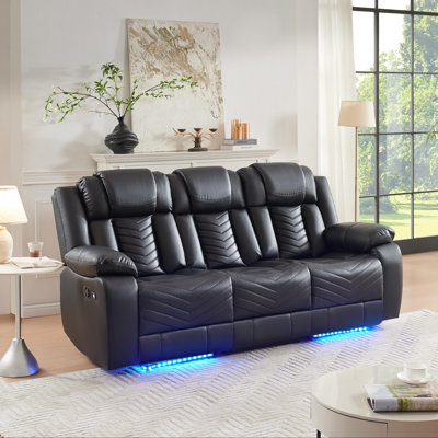  Canapé inclinable inclinable en cuir avec éclairage à DEL et fauteuil inclinable USB