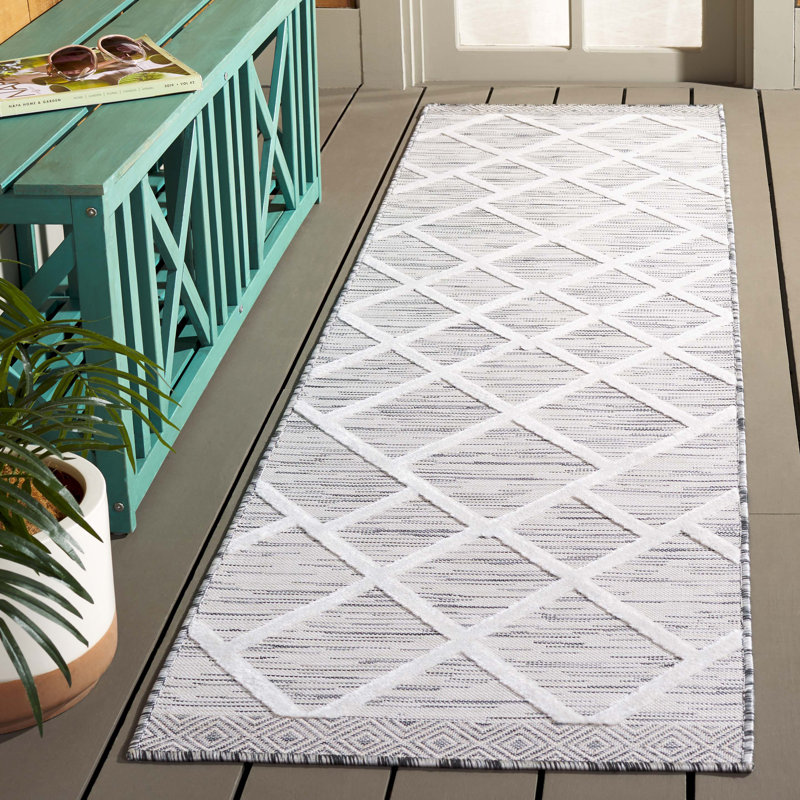 Tapis d'intérieur / extérieur à motif géométrique Kenenth Cabana, Tapis de couloir 2 pi x 8 pi