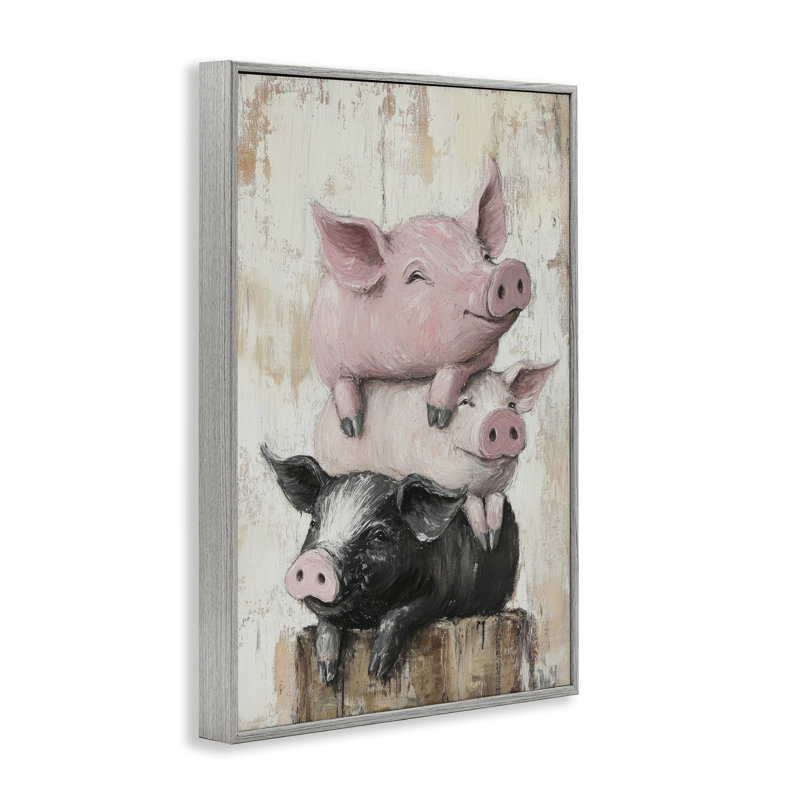Estampe numérique cochon et porcelet, conception de Tina LeCour, H 30 po x l 20 po, Estampe numérique Farmhouse