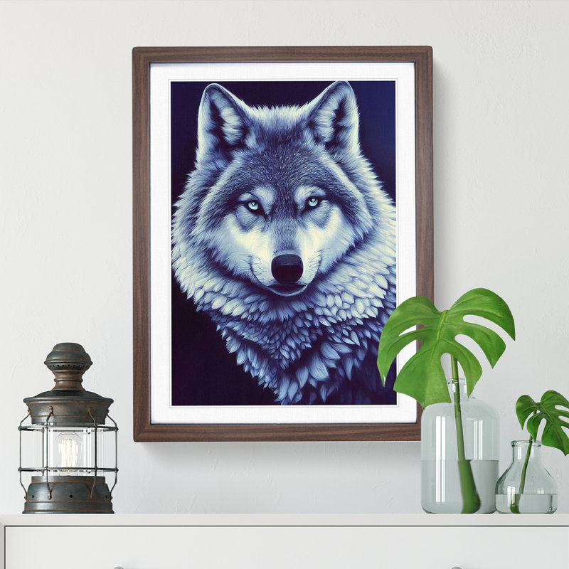 Mesmerising Wolf - Framed Print, 64cm H x 46cm W, Brown