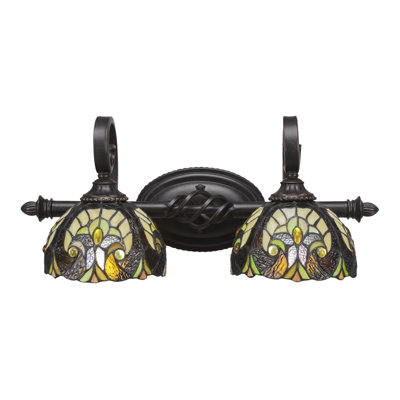 Eleganté 2 Light Bath Bar Shown In Dark Granite Finish With 7" Ivory Cypress Art Glass