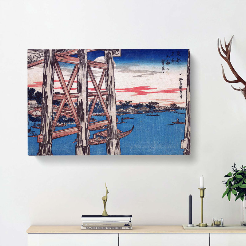 Twilight Moon At Ryogoku Bridge by Utagawa Hiroshige - Wrapped Canvas, 40cm H x 60cm W x 3cm D