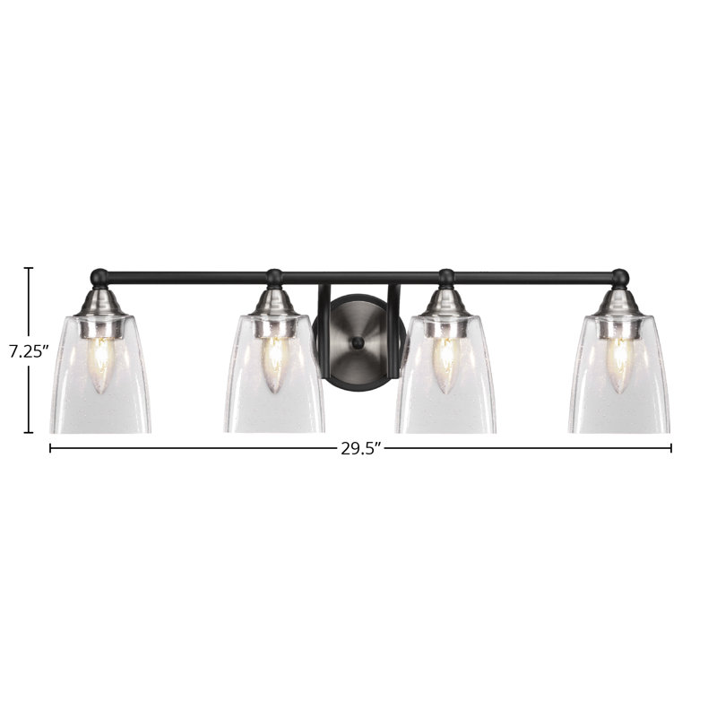 Barre d'éclairage de salle de bain 4 lumières Michell, Noir mat / nickel brossé