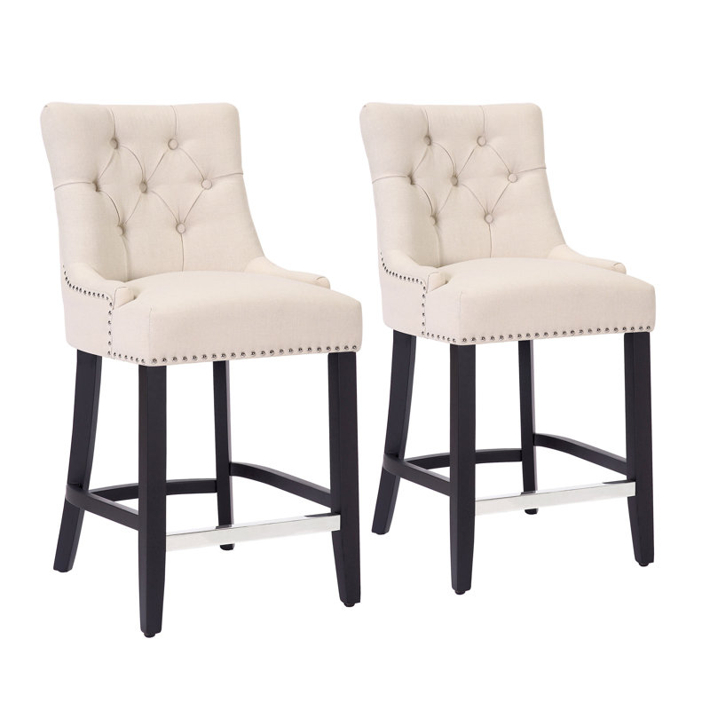 Tabouret Wren, Beige, Noir, Tabouret de comptoir (siège d’une hauteur de 24