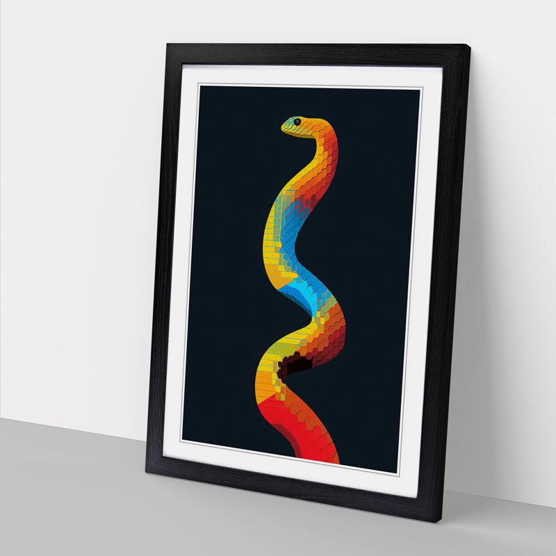 Python Minimalism Art - Framed Print, 64cm H x 46cm W x 2cm D, Black Framed