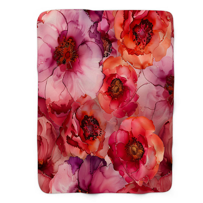 Crimson Inked Delights - Couverture sherpa de qualité supérieure 1 pièce, Grand lit