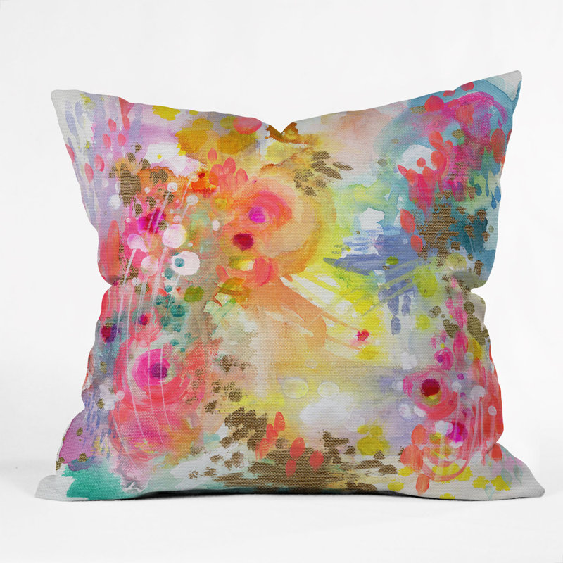 Housse et coussin rectangulaires pour l'extérieur Stephanie Corfee, 16 po x 1 po, Motif floral rose