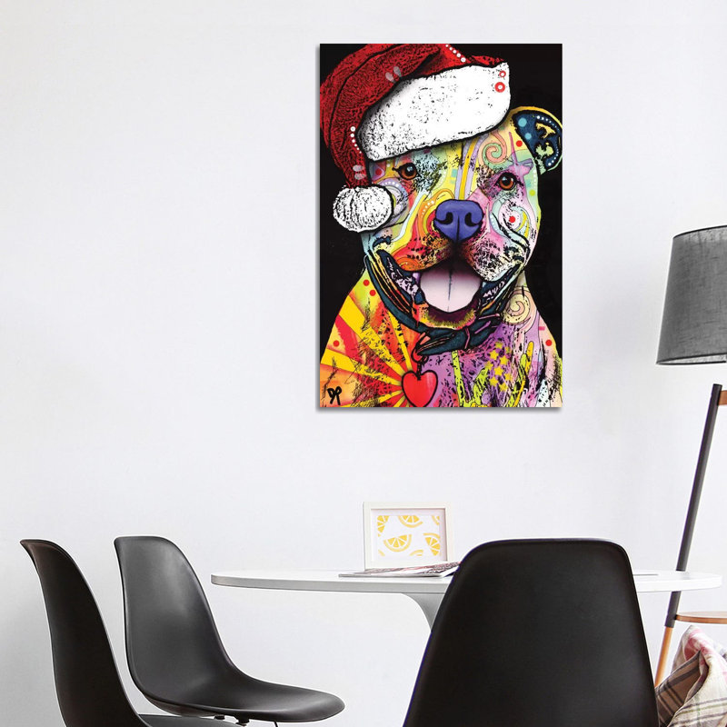 Beware Of Pit Bulls Christmas Edition by Dean Russo - Wrapped Canvas Print, 101.6 cm H x 66.04 cm W x 1.91 cm D