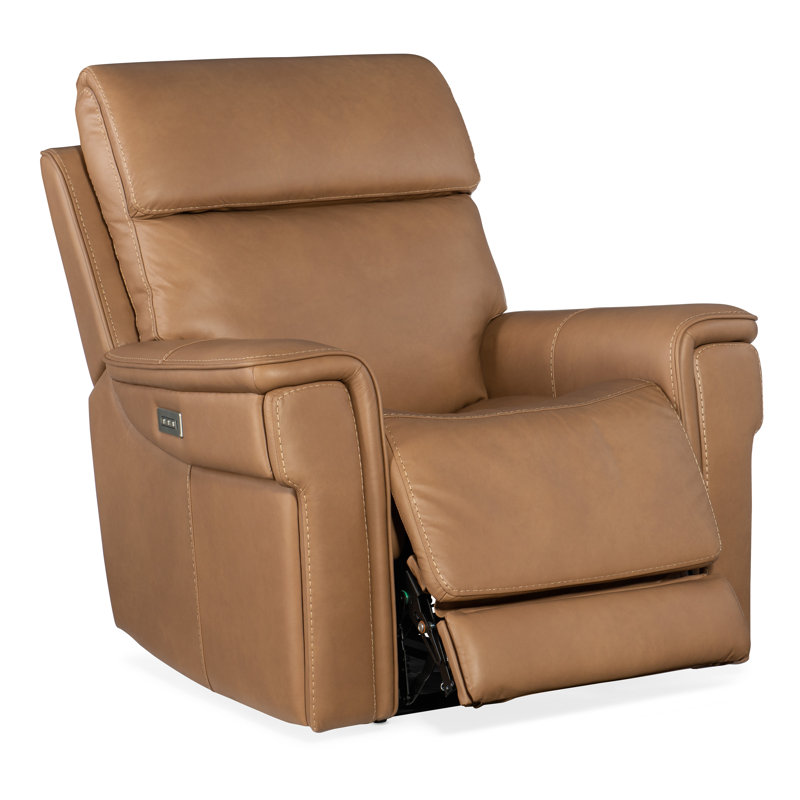 Fauteuil inclinable électrique en cuir véritable de largeur MS 40,5 po MS, Cuir véritable brun
