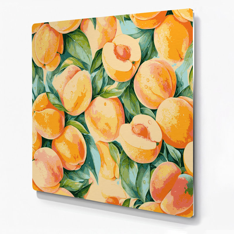 Fruit, abricot brun, art mural en métal, H 12 po x l 12 po