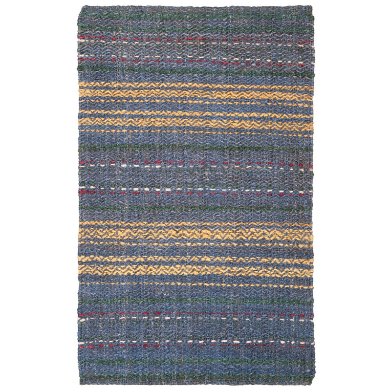 Harkness Natural Fiber Hand Woven Jute Striped Rug, Rectangle 6' x 9'