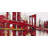 Abstract and Industrial Red Bridge - Framed Matted Print