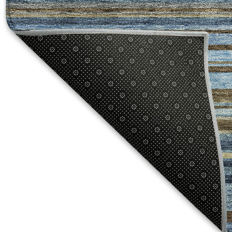 Premium Machine Washable Prisco Navy Rug, Rectangle 3' x 5'