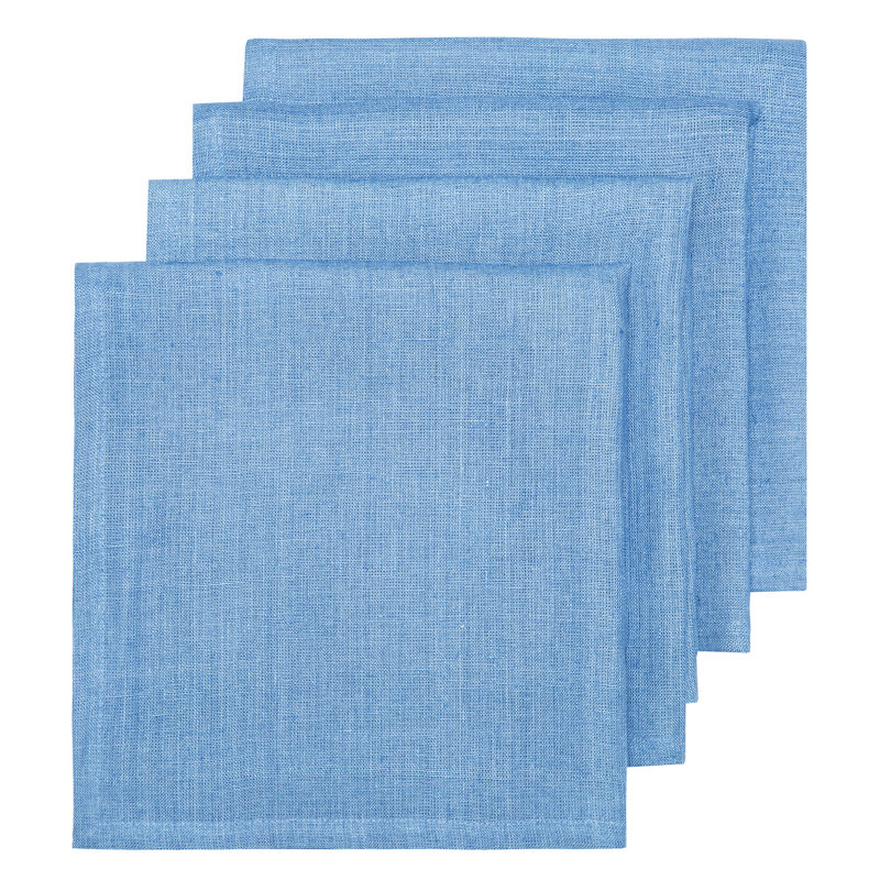 Linen Square Napkins, Cornflower Blue