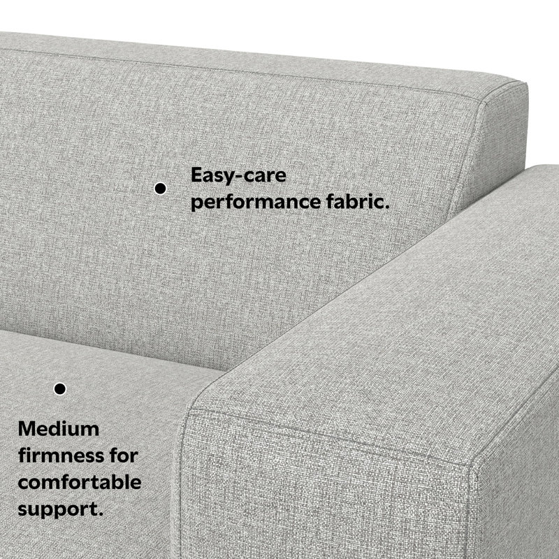 Denver Pale Grey 44-inch Right-Arm Sofa Module in Performance Fabric