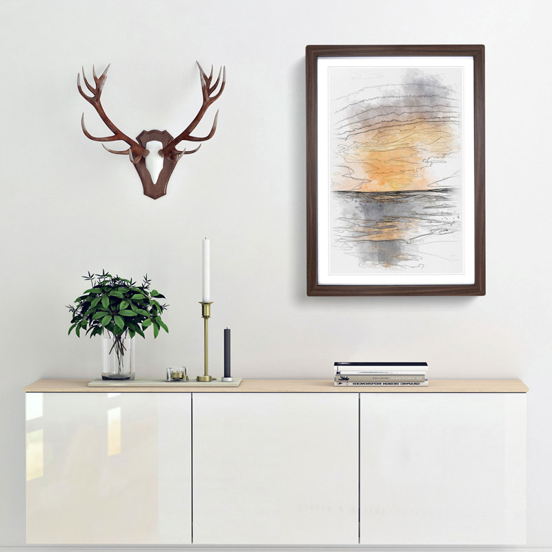 Ocean Of Clouds Abstract - Single Picture Frame Painting on MDF, 87cm H x 62cm W x 2cm D, Walnut Framed