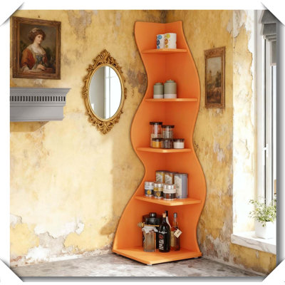 5-Tier Wall Corner Bookshelf Sturdy Storage Rack Plant Stand
