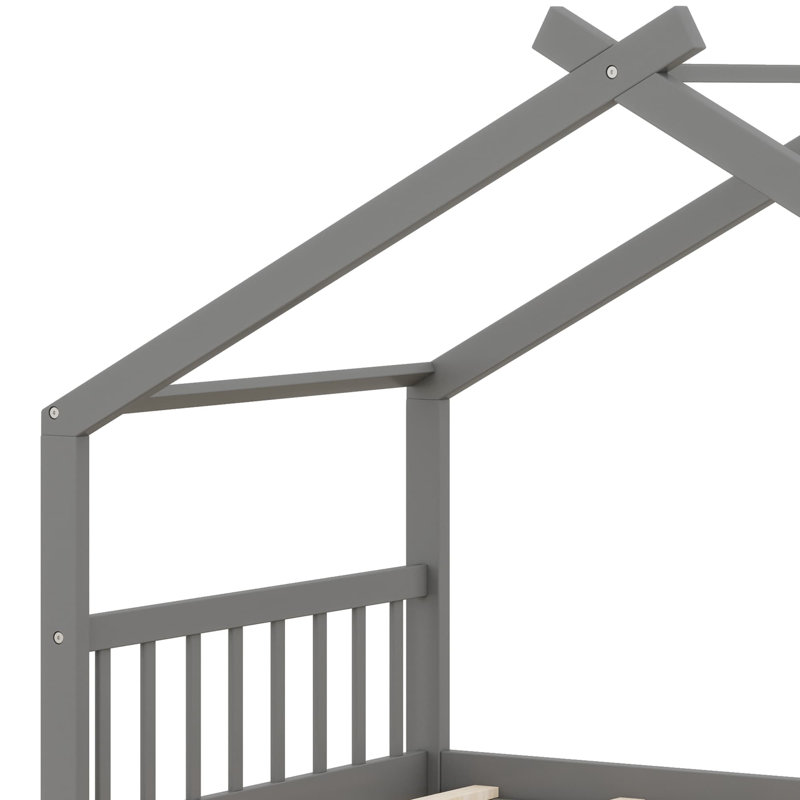 Lit en bois House House, gris, Simple