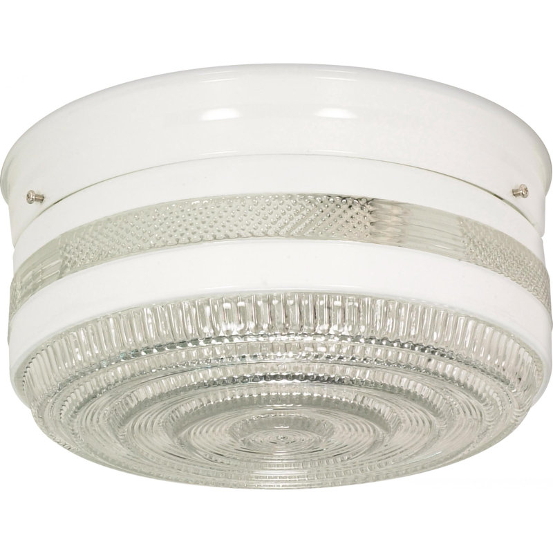 Plafonnier encastré 10 po 2 lumières Karnes, blanc, Cristal / blanc