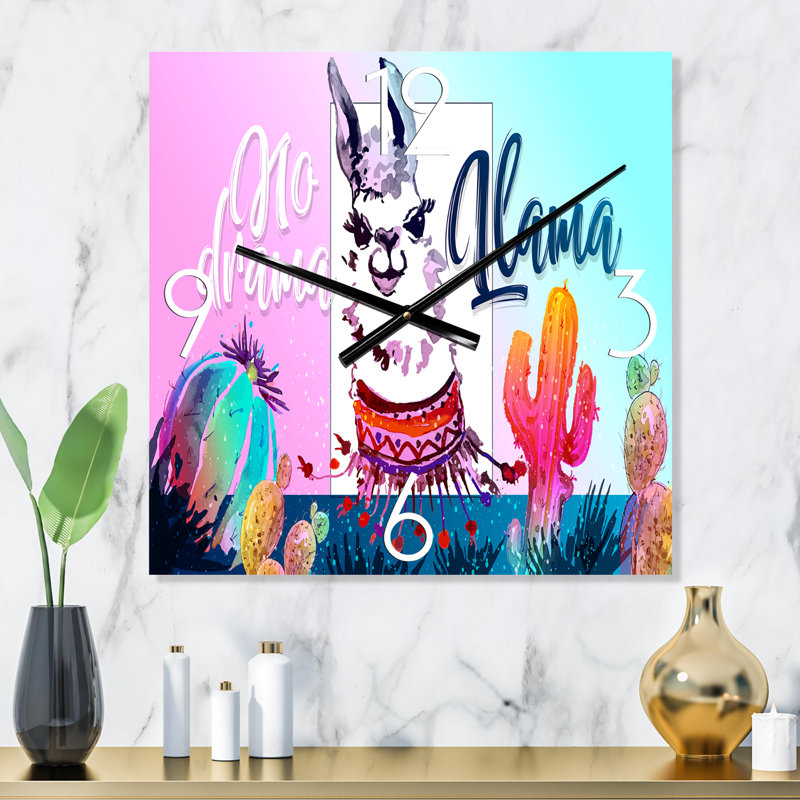 No Drama Llama - Horloge murale pour enfants, Moyen