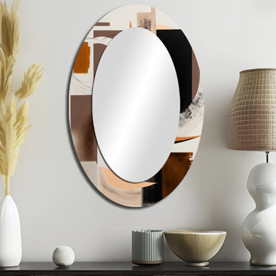 Art moderne à l'aquarelle - grand miroir mural ovale sur métal