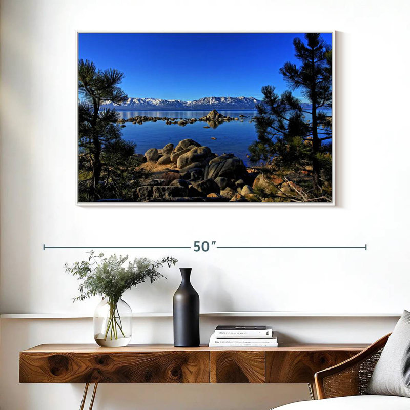 Lac Tahoe depuis l'anse Zephyr, Cadre flottant blanc, 40 po x 27 po