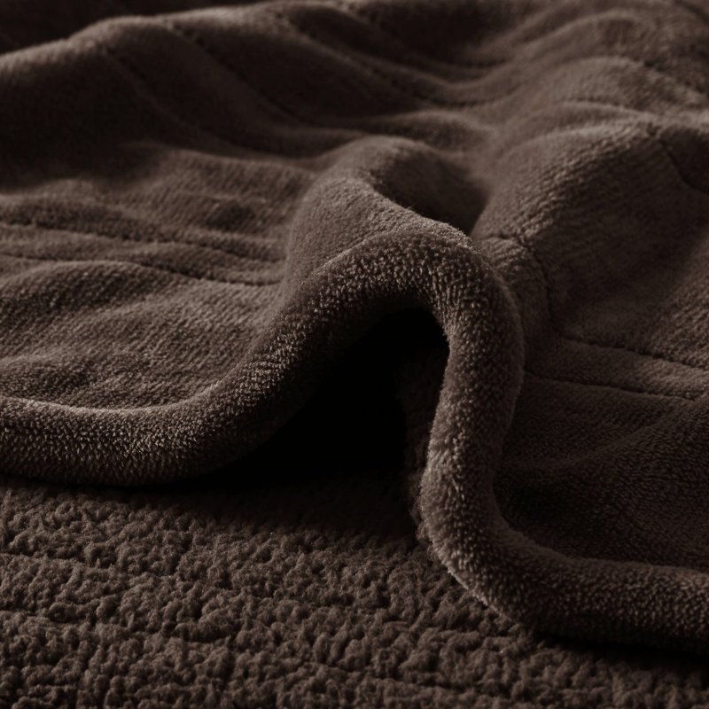 Beautyrest Heated Oversized Microlight to Berber Blanket, Full, Chocolate