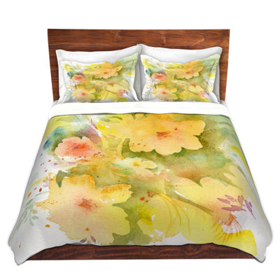 DiaNoche Twin Duvet Cover Sets Microfiber by Sheila Golden - Yellow Bloom