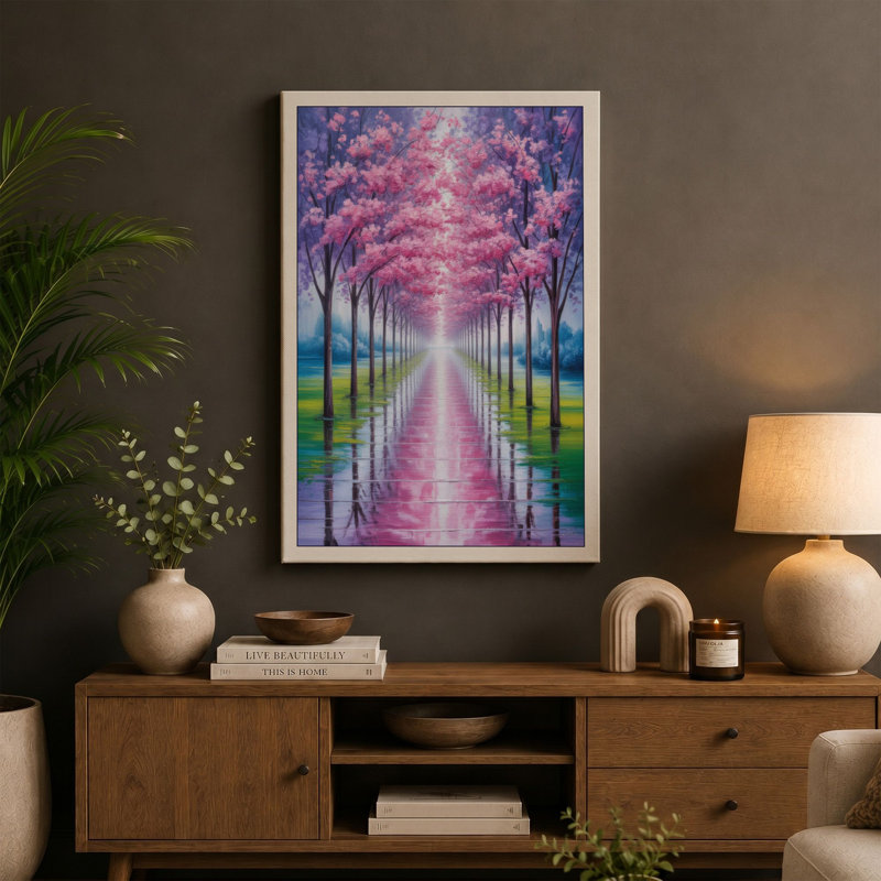 Blossoms Under Glass Romantic - Wrapped Canvas, 36x24 - 91.4 x 61.0 cm, Sage Border
