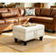 Repose-pieds de rangement en similicuir blanc avec dessus capitonné et garniture cloutée-129703189