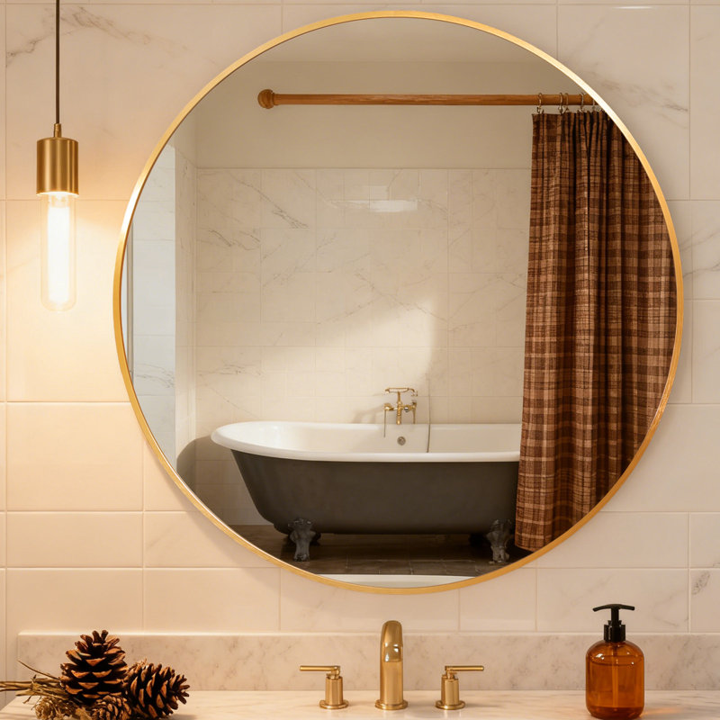 Miroir rond Garber, Or, 36 po x 36 po