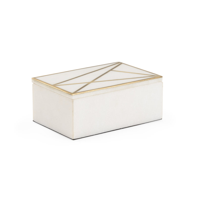 Genesis Alabaster Decorative Box, 3" H x 7.5" W x 5" D