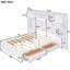 Lit double en bois blanc avec une armoire, une tablette et un rangement - Conception élégante, polyvalente et intégrée-910900218