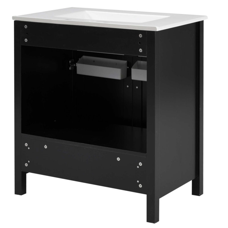 Meuble-lavabo de 30 pouces avec lavabo en céramique et beaucoup de rangement - le choix parfait pour les petites salles de bain