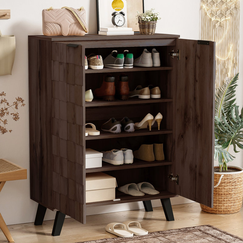 15 Pair Shoe Storage Cabinet, Brown