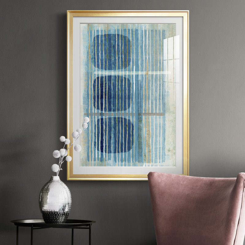 Bleu bleu horizon II - reproduction de cadre photo, Doré, H 36,5 po x l 26,5 po x P 1 po