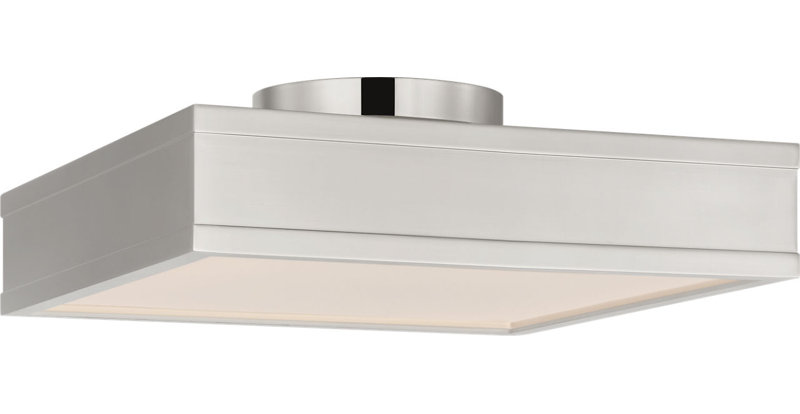Dupont Square Semi Flush, Polished Nickel, 4" H x 12" W x 12" D
