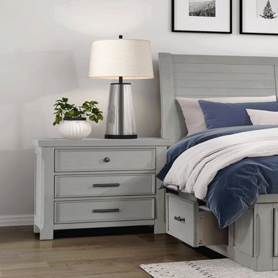 Bedroom Nightstand With 3 Drawers Storage, 1Pc Farmhouse Style, Wooden Furniture, Bedside Cabinet