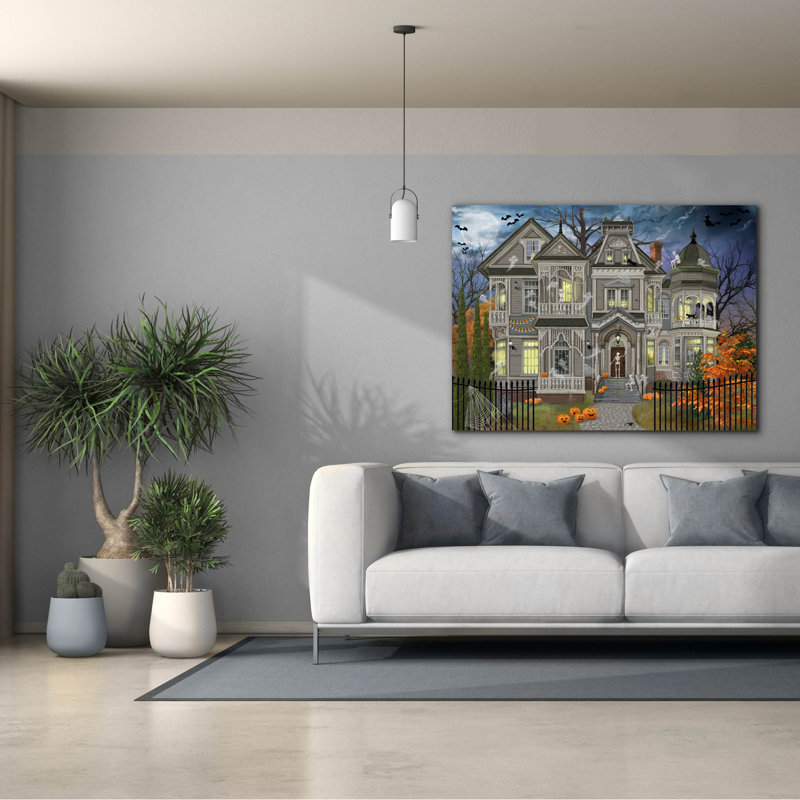 «Halloween House» par Bigelow, illustrations sur toile, H 40 po x l 54 po x P 1,5 po