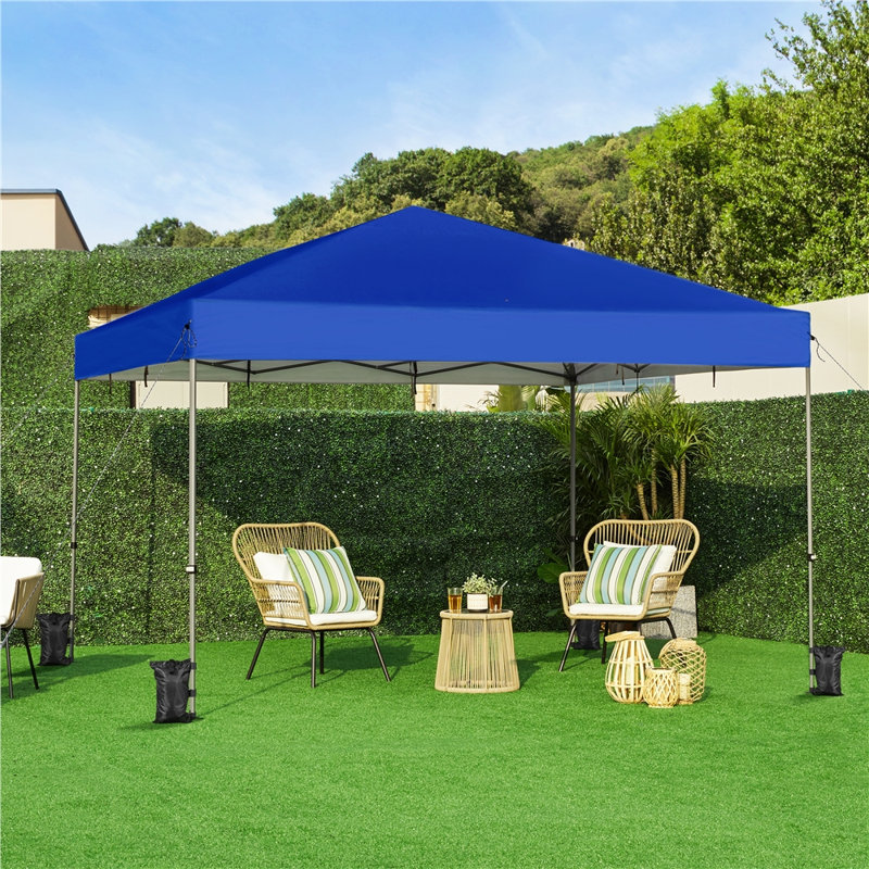 12 Ft. W X 12 Ft. D Metal Pop-Up Canopy with One-Push-To-Lock Setup Mechanism, Blue