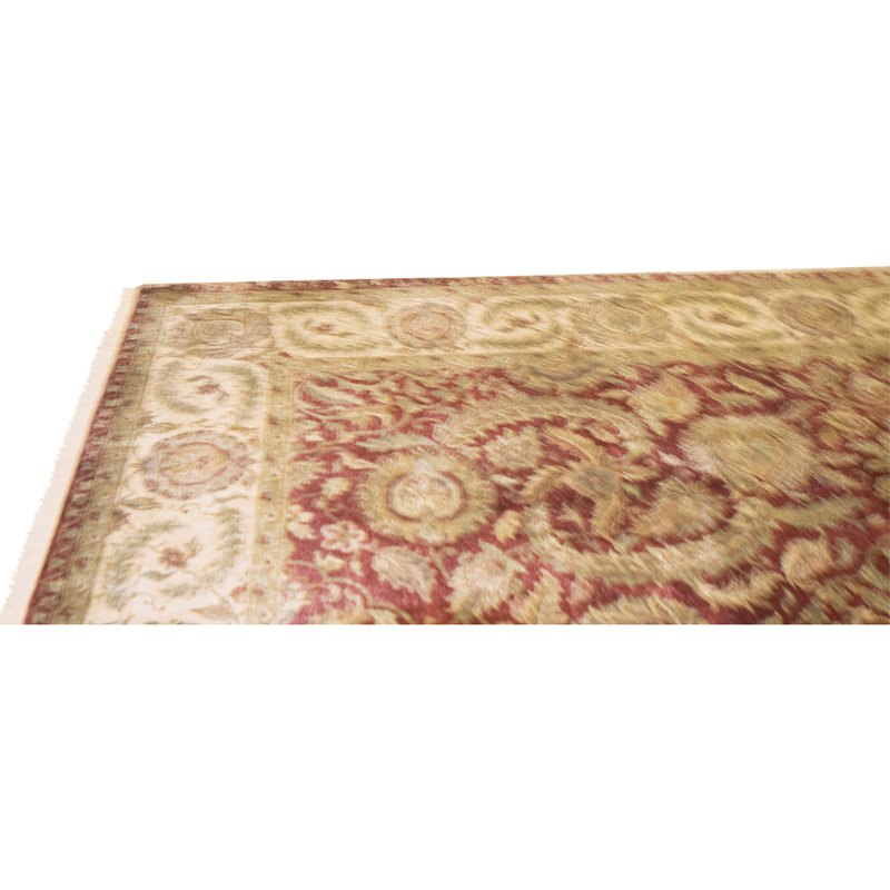 High-Quality Hand-Knotted Red And Cream Area Rug