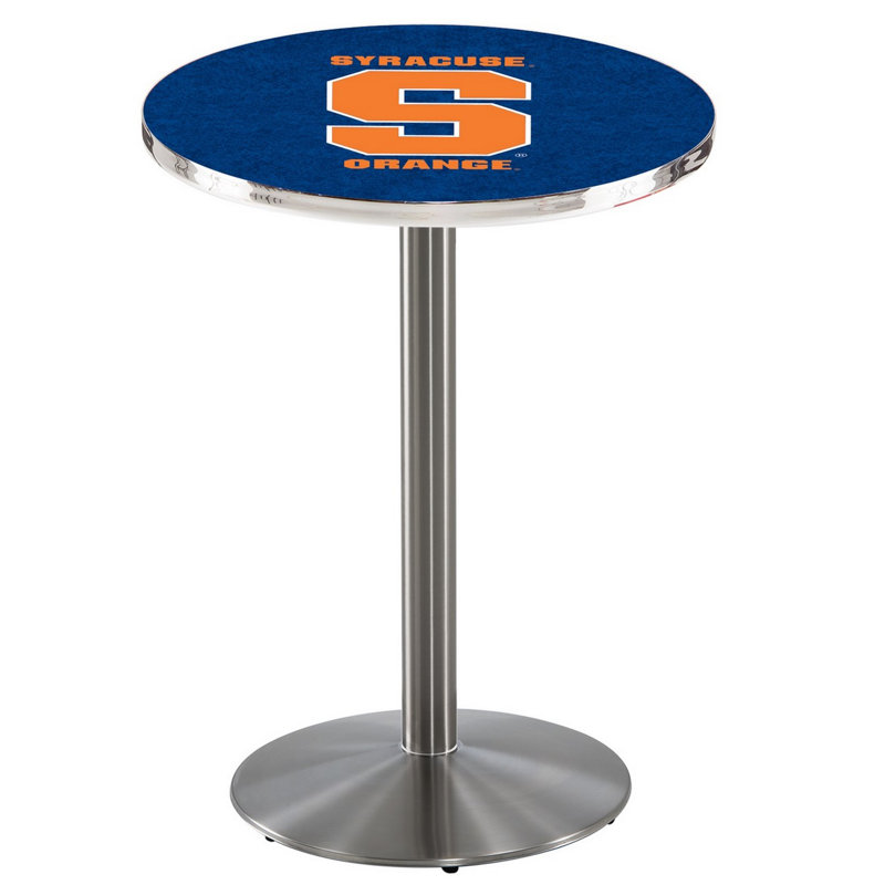 Round Metal Base Dining Table, Stainless Steel, Syracuse University